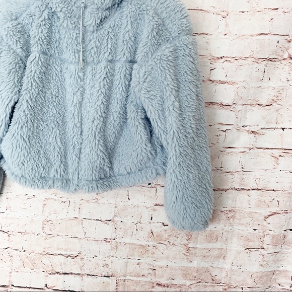 BDG Hooded Cropped Teddy Jacket Size Medium - Picture 6 of 9